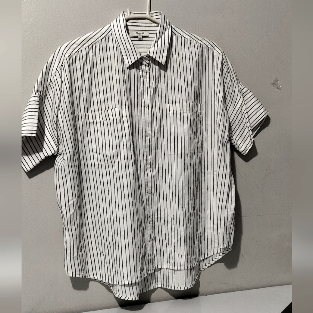 Black and White Striped Men's Shirt
